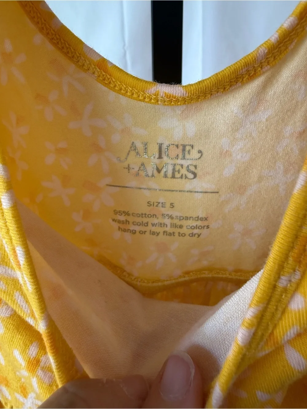 Alice + Ames Girls 5 Ballet Dress short sleeve zingy petals print yellow white